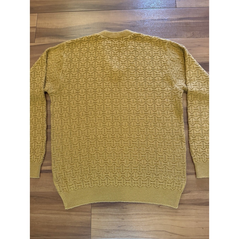 Amino Dino Textured Knit V-Neck Sweater LS Mustard Yellow Men's Size Large L - Picture 7 of 11